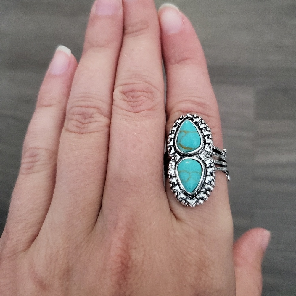 Faux turquoise statement ring